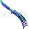 Andux CS Spectrum Balisong Butterfly Knife W/ Blue Inlays - Bowie Spectrum Plain -Best Knifes Shop Butterfly Spectrum BF310477 5 BHQ 81133 jr large