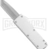 Chud Silver OTF Automatic Knife - Satin Tanto Plain -Best Knifes Shop Chud Mini Silver OTF Auto Satin Tanto GX 38494 jr large