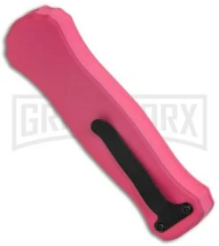 Coffin Blaster 2.0 Textured Pink/Black DA/OTF Automatic Knife - Black Plain -Best Knifes Shop Coffin Blaster 2.0 Textured Pink Black DA OTF Auto TT Dagger GX 37852 jr side large