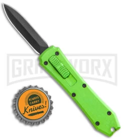 Coffin Blaster Metallic Green DA/OTF Automatic Knife - Black Plain -Best Knifes Shop Coffin Blaster Metallic Green DA OTF Auto Black GX 38492 jr bottlecap large