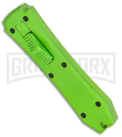 Coffin Blaster Metallic Green DA/OTF Automatic Knife - Black Plain -Best Knifes Shop Coffin Blaster Metallic Green DA OTF Auto Black GX 38492 jr spine large