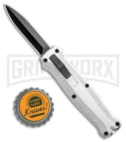 Coffin Blaster 2.0 Textured Silver DA/OTF Automatic 440 Knife (2" Black Satin) -Best Knifes Shop Coffin Blaster Textured Silver DA OTF Auto Black GX 34911 jr bottlecap 2 large