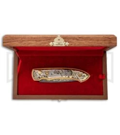 Custom Russian Gold Fish Automatic Knife - Damascus Plain -Best Knifes Shop Custom Russian Gold Fish Automatic Damascus RV HC5 FISH DAM GX 31051 jr box large