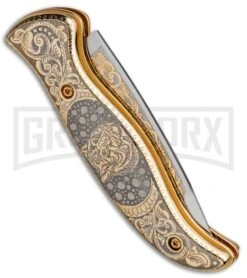 Custom Russian Gold Tiger Automatic Knife - Polish Plain 10 Custom Russian Gold Tiger Automatic Knife - Polish Plain -Best Knifes Shop Custom Russian Gold Tiger Auto Polish RV HC1 TIGER 1 GX 31046 jr side large