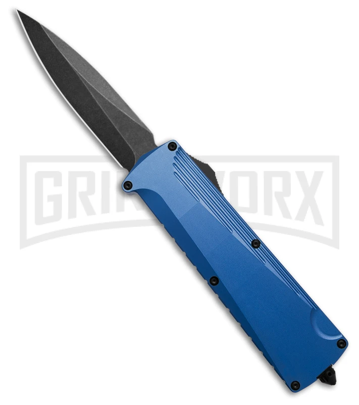 Daggerr Knives Koschei Blue Aluminum Double Action OTF Knife - Black Plain 3 Daggerr Knives Koschei Blue Aluminum Double Action OTF Knife - Black Plain