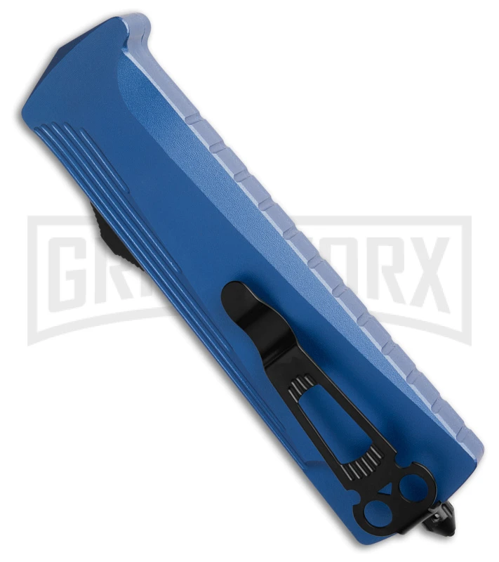 Daggerr Knives Koschei Blue Aluminum Double Action OTF Knife - Black Plain 5 Daggerr Knives Koschei Blue Aluminum Double Action OTF Knife - Black Plain - Image 3