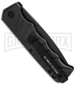 Delta Force Automatic Knife Black Aluminum - Black Partially Serrated 8 Delta Force Automatic Knife Black Aluminum - Black Partially Serrated -Best Knifes Shop Delta Force Auto Black Molded Plastic Black Partially Serrated GX 33539 jr side large