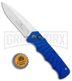 Delta Force Automatic Knife Blue Aluminum - Satin Plain -Best Knifes Shop Delta Force Auto Blue Aluminum Satin GX 38083 jr bottlecap large