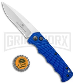 Delta Force Automatic Knife Blue Aluminum - Satin Serr -Best Knifes Shop Delta Force Auto Blue Aluminum Satin Serr GX 38090 jr bottlecap large