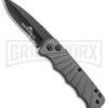 Delta Force Automatic Knife Gray Aluminum - Black Partially Serrated 1 Delta Force Automatic Knife Gray Aluminum - Black Partially Serrated -Best Knifes Shop Delta Force Auto Gray Molded Plastic Black Partially Serrated GX 33545 jr large