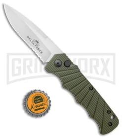 Delta Force Automatic Knife Green Aluminum - Satin Partially Serrated -Best Knifes Shop Delta Force Auto Green Aluminum Satin Partially Serr GX 38066 jr bottlecap large