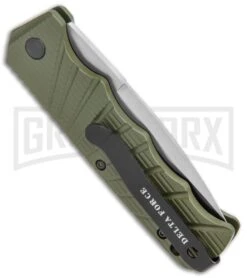 Delta Force Automatic Knife Green Aluminum - Satin Partially Serrated -Best Knifes Shop Delta Force Auto Green Aluminum Satin Partially Serr GX 38066 jr side large