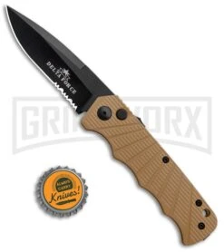 Delta Force Automatic Knife Tan Aluminum - Black Serrated -Best Knifes Shop Delta Force Auto Tan Aluminum Black Serr GX 34164 jr bottlecap large