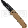 Delta Force Automatic Knife Tan Aluminum - Black Serrated -Best Knifes Shop Delta Force Auto Tan Aluminum Black Serr GX 34164 jr large