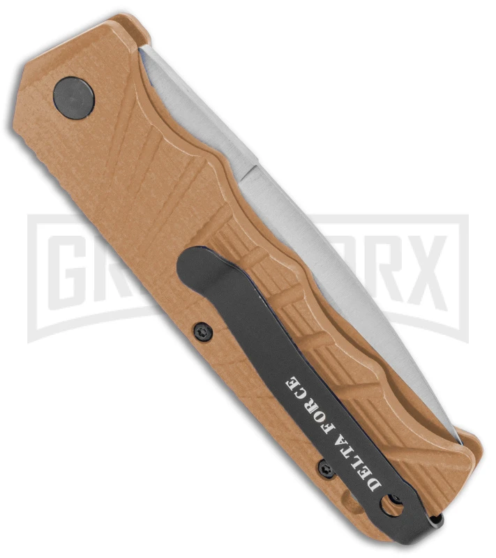Delta Force Automatic Knife Tan Aluminum -Satin Serrated 5 Delta Force Automatic Knife Tan Aluminum -Satin Serrated - Image 3