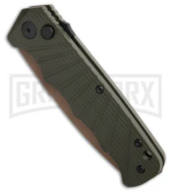 Delta Force Automatic Knife OD Green Aluminum Drop Point - Tan Serr -Best Knifes Shop Delta Force Automatic Knife OD Green Aluminum Drop Point Tan Serr GX 42238 td spine large