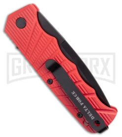 Delta Force Red Aluminum Automatic Knife- Black Serr -Best Knifes Shop Delta Force Automatic Knife Red Aluminum Black Serr GX 41280 KC side large