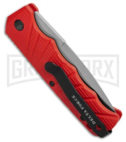 Delta Force Automatic Knife Red Aluminum - Satin Serrated -Best Knifes Shop Delta Force Automatic Knife Red Aluminum Satin Serrated Gx 42317 td side large