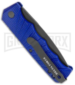 Delta Force Automatic Knife Blue Aluminum - Black Plain -Best Knifes Shop Delta Force Blue Auto Black GX 38567 jr side large