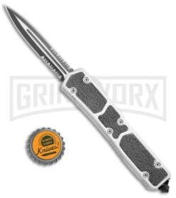 Delta Force Silver D/A OTF Automatic Knife - Black Serr 11 Delta Force Silver D/A OTF Automatic Knife - Black Serr -Best Knifes Shop Delta Force DA OTF Silver Black Serr 6PA22 50B BP 19782 jr bottlecap large