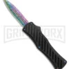 Edgeworks Carbon Fiber OTF Auto Knife Dagger - Rainbow Damascus Finish) -Best Knifes Shop Edgeworks Carbon Fiber OTF Auto Knife Dagger 3in Rainbow Damascus GX 42359 td large