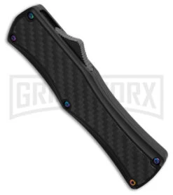 Edgeworks Carbon Fiber OTF Auto Knife Dagger - Rainbow Damascus Finish) -Best Knifes Shop Edgeworks Carbon Fiber OTF Auto Knife Dagger 3in Rainbow Damascus GX 42359 td spine large