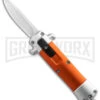 Enzo OTF Orange Automatic Keychain Knife - Satin Spear Point Plain -Best Knifes Shop Enzo OTF Auto Keychain Knife Orange Satin GX 38889 jr large