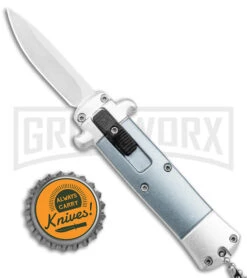Enzo OTF Gray Automatic Keychain Knife - Satin Spear Point Plain -Best Knifes Shop Enzo OTF Gray Auto Keychain Satin SP GX 38958 jr bottlecap large