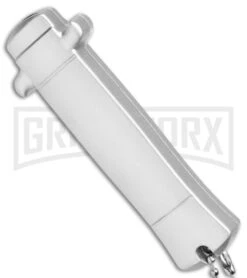 Enzo OTF Gray Automatic Keychain Knife - Satin Spear Point Plain -Best Knifes Shop Enzo OTF Gray Auto Keychain Satin SP GX 38958 jr side large