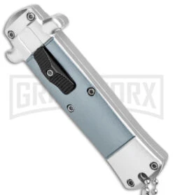 Enzo OTF Gray Automatic Keychain Knife - Satin Spear Point Plain -Best Knifes Shop Enzo OTF Gray Auto Keychain Satin SP GX 38958 jr spine large