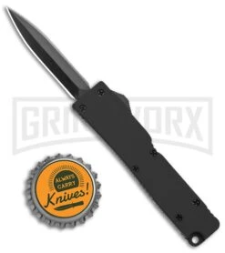 Firecracker Mini Black D/A OTF Automatic Knife - Black Dagger -Best Knifes Shop Firecracker Mini Black DA OTF Auto Black Dagger GX 37858 jr bottlecap large