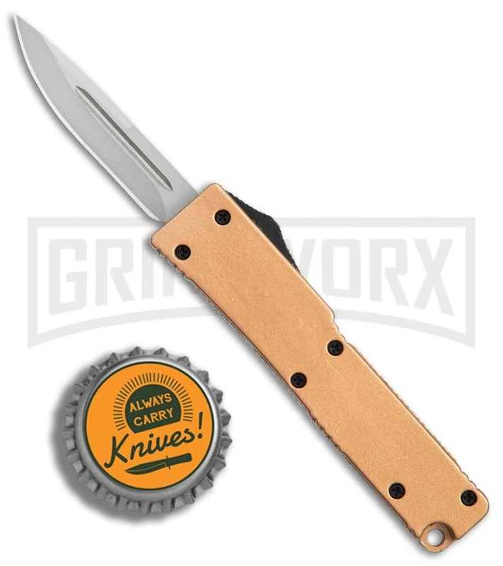 Firecracker Mini Gold D/A OTF Automatic Knife - Satin Plain 6 Firecracker Mini Gold D/A OTF Automatic Knife - Satin Plain - Image 4