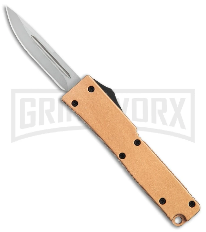 Firecracker Mini Gold D/A OTF Automatic Knife - Satin Plain 3 Firecracker Mini Gold D/A OTF Automatic Knife - Satin Plain