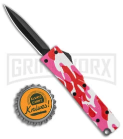 Firecracker Mini Pink Digi Camo D/A OTF Automatic Knife - Black Dagger -Best Knifes Shop Firecracker Mini Pink Digi DA OTF Auto Black Dagger Serr GX 38220 jr bottlecap large