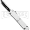 Firecracker Mini Silver D/A OTF Automatic Knife - Tanto Two Tone -Best Knifes Shop Firecracker Mini Silver DA OTF Auto Tanto TT GX 37668 jr large