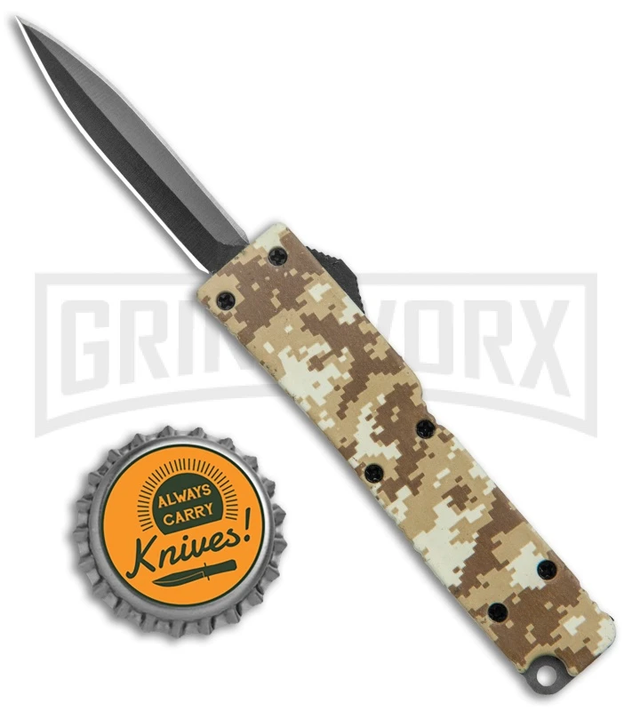 Firecracker Mini Tan Digi Camo D/A OTF Automatic Knife - Black Dagger 6 Firecracker Mini Tan Digi Camo D/A OTF Automatic Knife - Black Dagger - Image 4