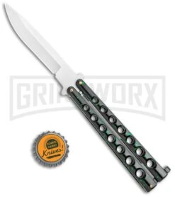 Flick Black/Green Balisong Butterfly Knife - Satin Plain 9 Flick Black/Green Balisong Butterfly Knife - Satin Plain -Best Knifes Shop Flick Green Balisong Butterfly Knife Satin GX 2607 jr bottlecap large