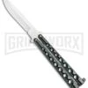 Flick Black/Green Balisong Butterfly Knife - Satin Plain -Best Knifes Shop Flick Green Balisong Butterfly Knife Satin GX 2607 jr large