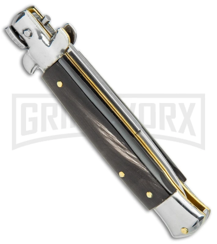 Frank B. 7.5" Italian Stiletto Bayo Dark Horn Automatic Knife - Polish 5 Frank B. 7.5" Italian Stiletto Bayo Dark Horn Automatic Knife - Polish - Image 3