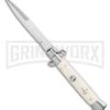 Frank B 9" Italian Stiletto Sim Ivory Automatic Knife - Bayo Satin