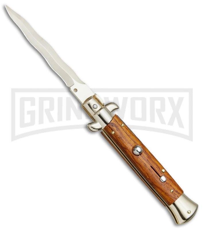 Frank B. 9" Italian Stiletto Cocobolo Wood Automatic Knife - Kris Gold 3 Frank B. 9" Italian Stiletto Cocobolo Wood Automatic Knife - Kris Gold
