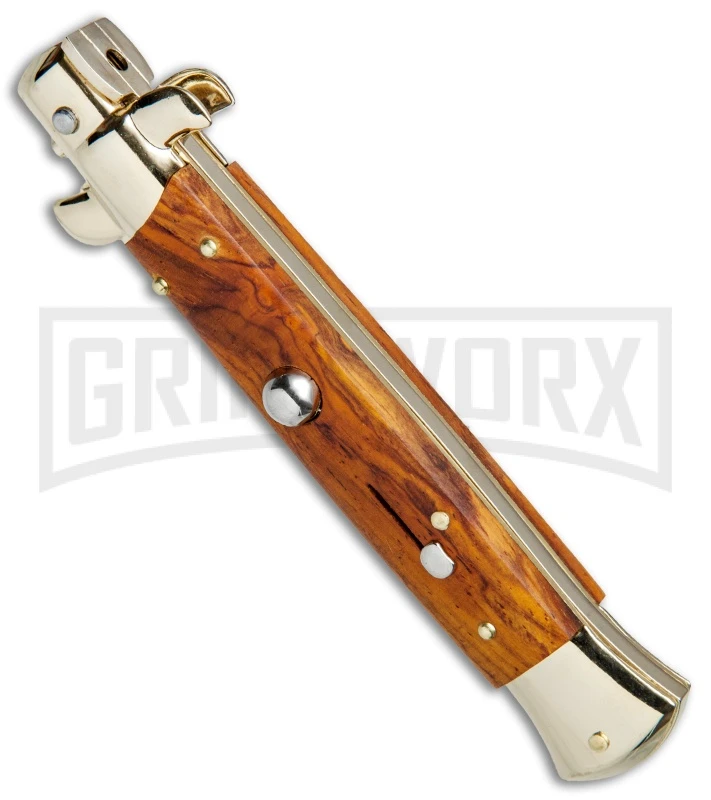 Frank B. 9" Italian Stiletto Cocobolo Wood Automatic Knife - Kris Gold 4 Frank B. 9" Italian Stiletto Cocobolo Wood Automatic Knife - Kris Gold - Image 2