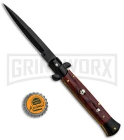 Frank B. 9" Italian Stiletto Cocobolo Wood Automatic Knife - Bayo Black -Best Knifes Shop Frank B 9in Italian Stiletto Cocobolo Wood Auto Bayo Black GX 31974 jr bottlecap large
