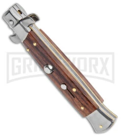 Frank B. 9" Italian Stiletto Palisander Wood Automatic Knife - Polish Bayonet 8 Frank B. 9" Italian Stiletto Palisander Wood Automatic Knife - Polish Bayonet -Best Knifes Shop Frank B 9in Italian Stiletto Palisander Wood Auto Polish Bayo BHQ 141099 jr side large
