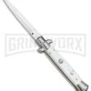 Frank B 9" Italian Stiletto Snow White Automatic Knife - Dagger -Best Knifes Shop Frank B. 9in Stiletto Snow White Dagger Satin Plain BP 5025 jr large