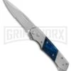 Super Knife Croc Automatic Knife Stainless W/ Blue Inlay - Satin Serr 1 Super Knife Croc Automatic Knife Stainless W/ Blue Inlay - Satin Serr -Best Knifes Shop GA303MBL BP 25774 er large
