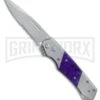 Super Knife Croc Automatic Knife Stainless W/ Purple Inlay - Satin Serr 2 Super Knife Croc Automatic Knife Stainless W/ Purple Inlay - Satin Serr -Best Knifes Shop GA303MPL BP 25778 er large