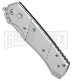 Super Knife Croc Automatic Knife Stainless W/ Polished Inlay - Satin Serr -Best Knifes Shop GA303SL BP 25775 er spine large