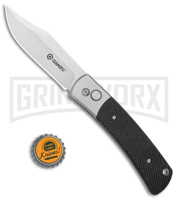 Ganzo Knives G747-2-WD2 Black G-10 Automatic Knife - Clip Point Stonewash 6 Ganzo Knives G747-2-WD2 Black G-10 Automatic Knife - Clip Point Stonewash - Image 4