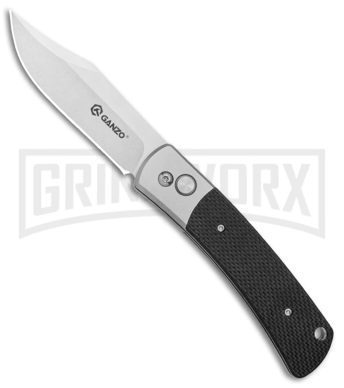 Ganzo Knives G747-2-WD2 Black G-10 Automatic Knife - Clip Point Stonewash 3 Ganzo Knives G747-2-WD2 Black G-10 Automatic Knife - Clip Point Stonewash
